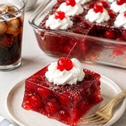 This cherry coke jello recipe is so easy, ah-mazing, and fun—just 2 ingredients! Perfect jiggly treat for parties & potlucks. Try it!