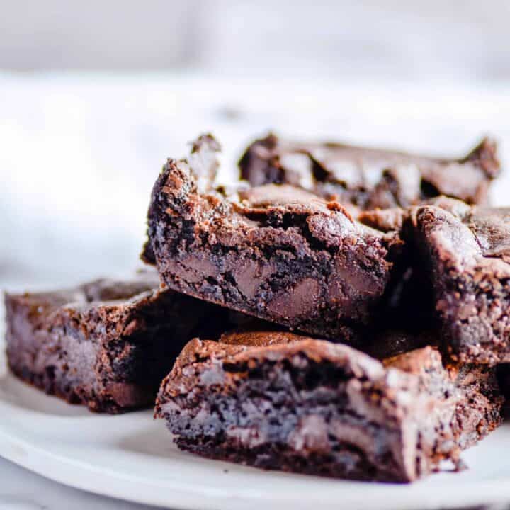 Super thick and fudgy chocolate chunk brownies.