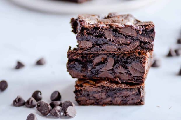 Super thick and fudgy chocolate chunk brownies.