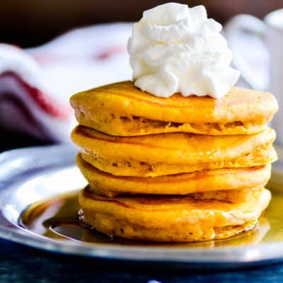 Welcome the beginning of Fall with a big batch of pumpkin pancakes!