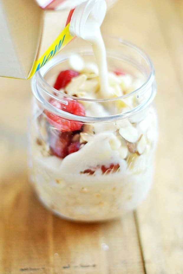 Raspberry White Chocolate Overnight Oats are a delicious and easy way to prep breakfast for on the go!