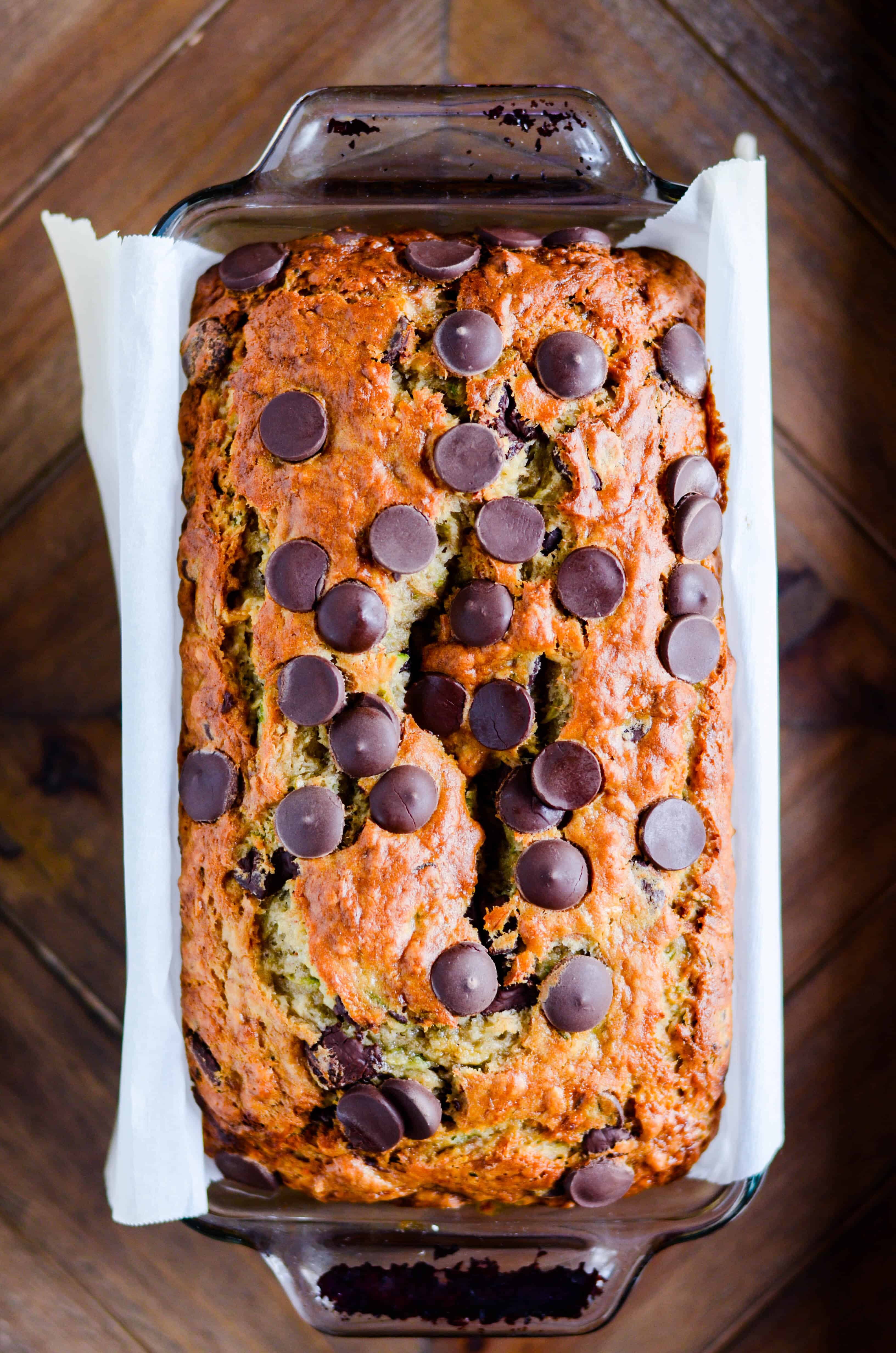 This chocolate chip zucchini bread is devilishly good. You'd never guess that it was full of fruits and veggies!