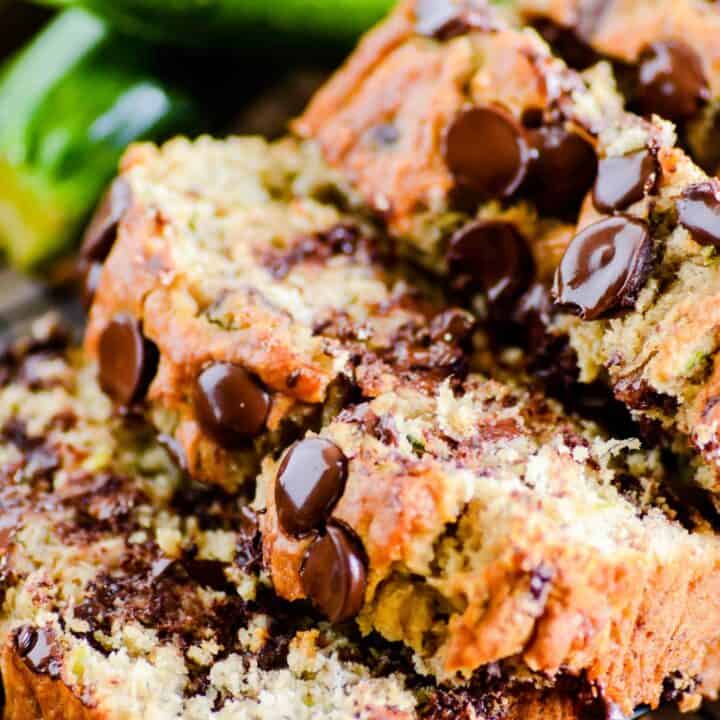 This chocolate chip zucchini bread is devilishly good. You'd never guess that it was full of fruits and veggies!
