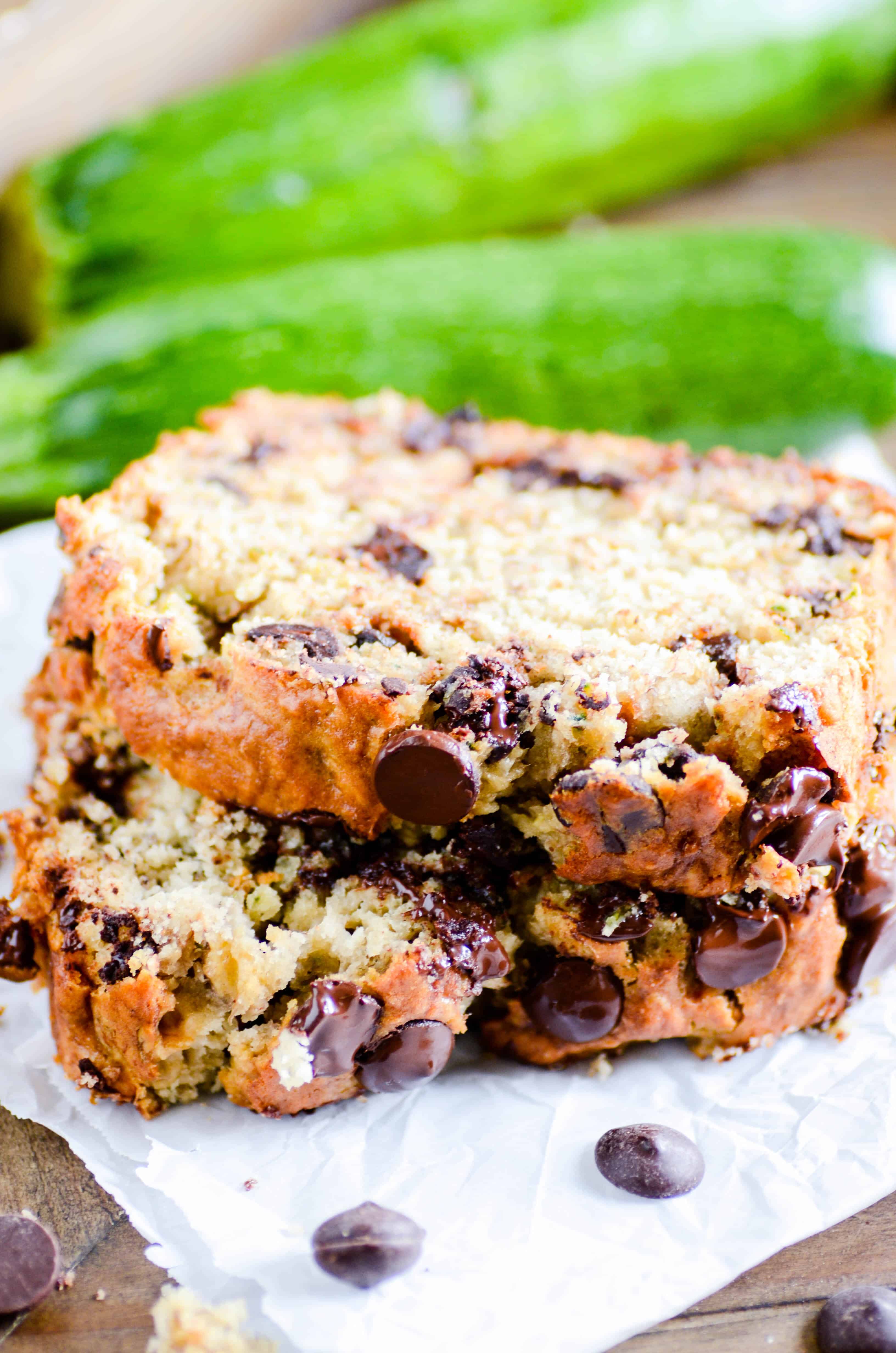 This chocolate chip zucchini bread is devilishly good. You'd never guess that it was full of fruits and veggies!