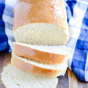 This simple recipe for homemade sandwich bread is a family favorite! Use it for sandwiches, french toast, or smother it with butter and eat it fresh and warm!