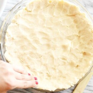 This is the easiest pie crust ever! No rolling, just press the dough into the pie pan.