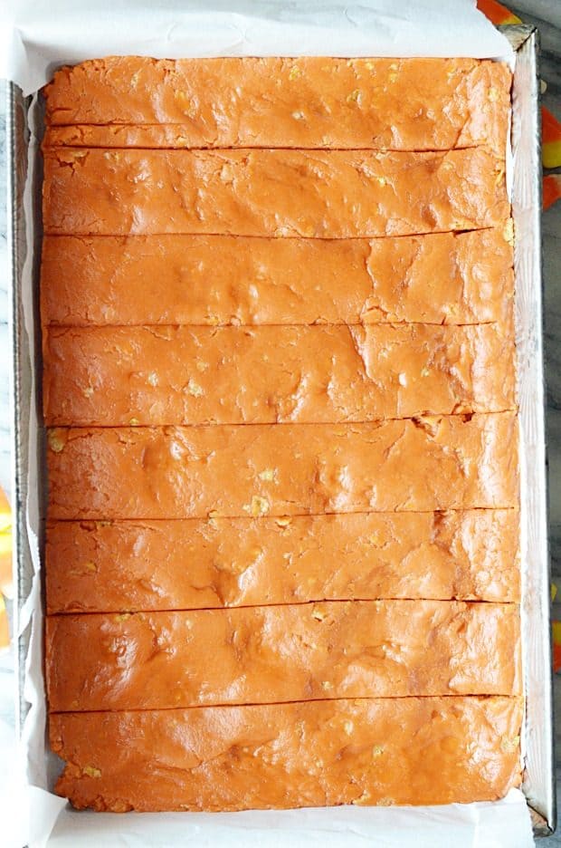 Homemade Butterfingers made with leftover candy corn!