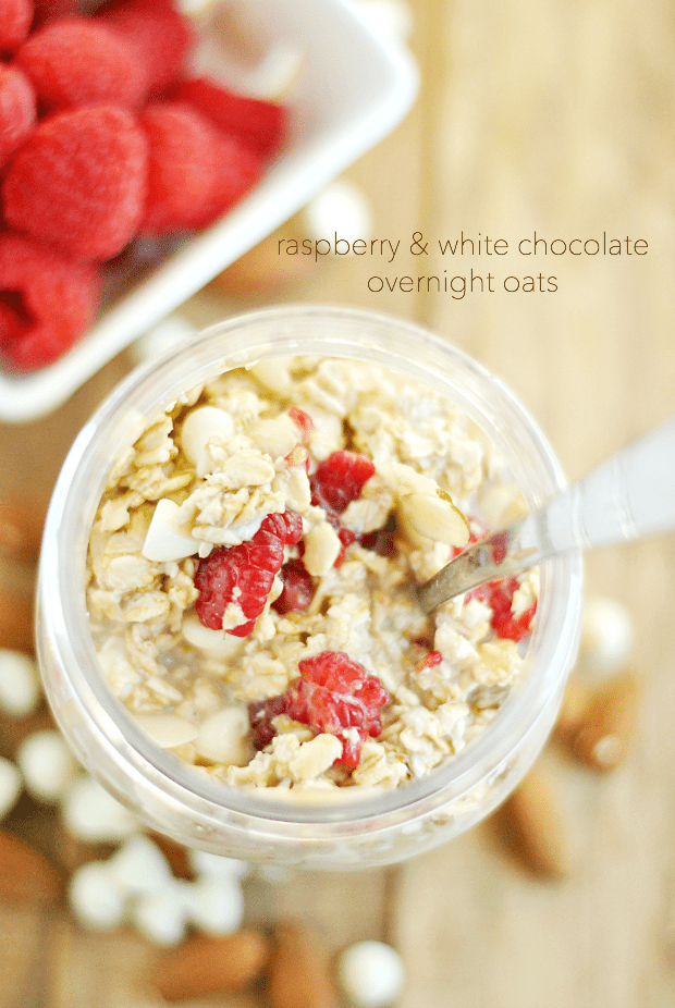 Raspberry White Chocolate Overnight Oats are a delicious and easy way to prep breakfast for on the go!