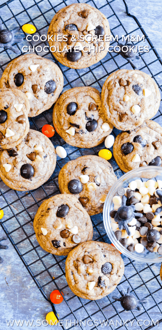 These Cookies & SCREEM M&M Chocolate Chip Cookies are a fun twist on a classic chocolate chip cookie.
