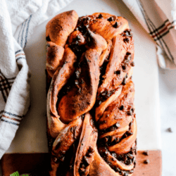 This recipe for Strawberry Chocolate Babka has only 3 ingredients thanks to Rhodes Bake-N-Serv Bread. Sweet strawberry jam and chocolate chips swirled inside soft bread.