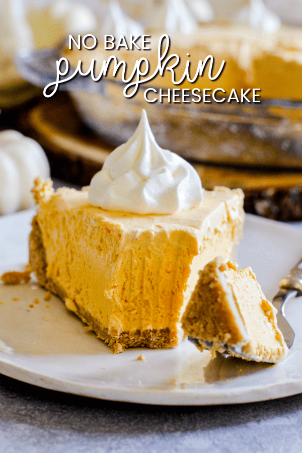 A simple no-bake pumpkin cheesecake made with just THREE easy ingredients nestled inside a buttery, graham cracker crust