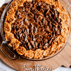 This Southern Pecan Pie has a boiled filling which makes it extra thick with a caramel-like texture and flavor. 