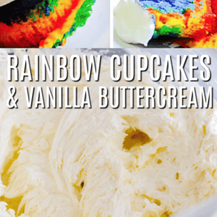 These Rainbow Cupcakes with vanilla buttercream will be great for a party! Perfect for Saint Patricks Day, Birthday Parties, and more.
