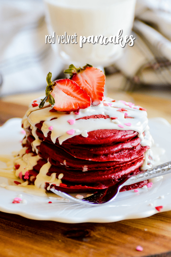 Red Velvet Pancakes are the perfect, simple breakfast for Valentine's Day!