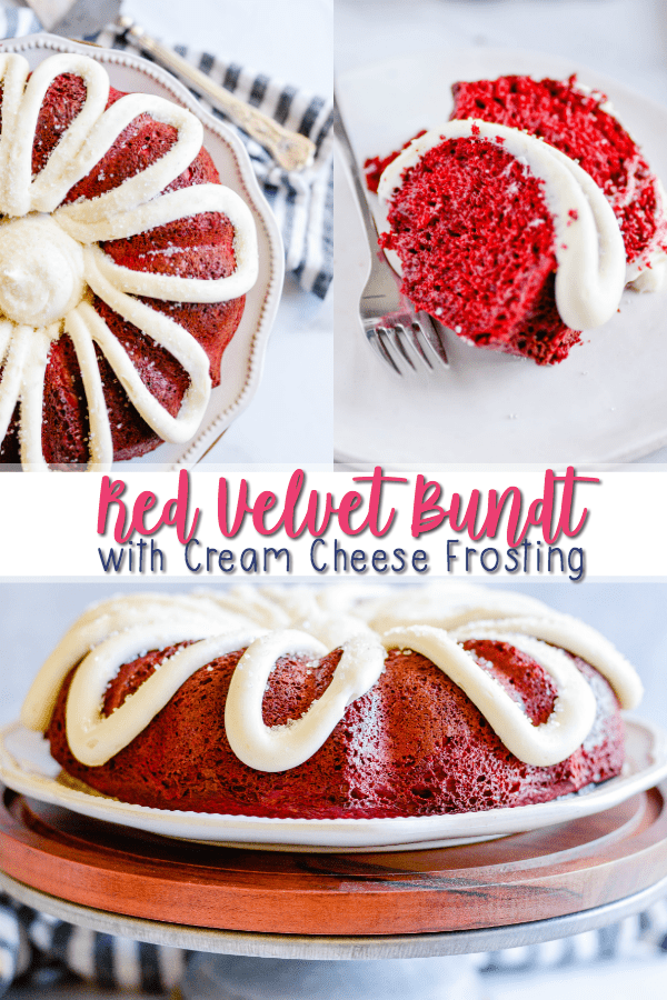 All the heart eyes for this Red Velvet Bundt Cake with Cream Cheese Frosting. Sour cream and buttermilk make it extra soft and fluffy. And I could eat the frosting with a spoon!