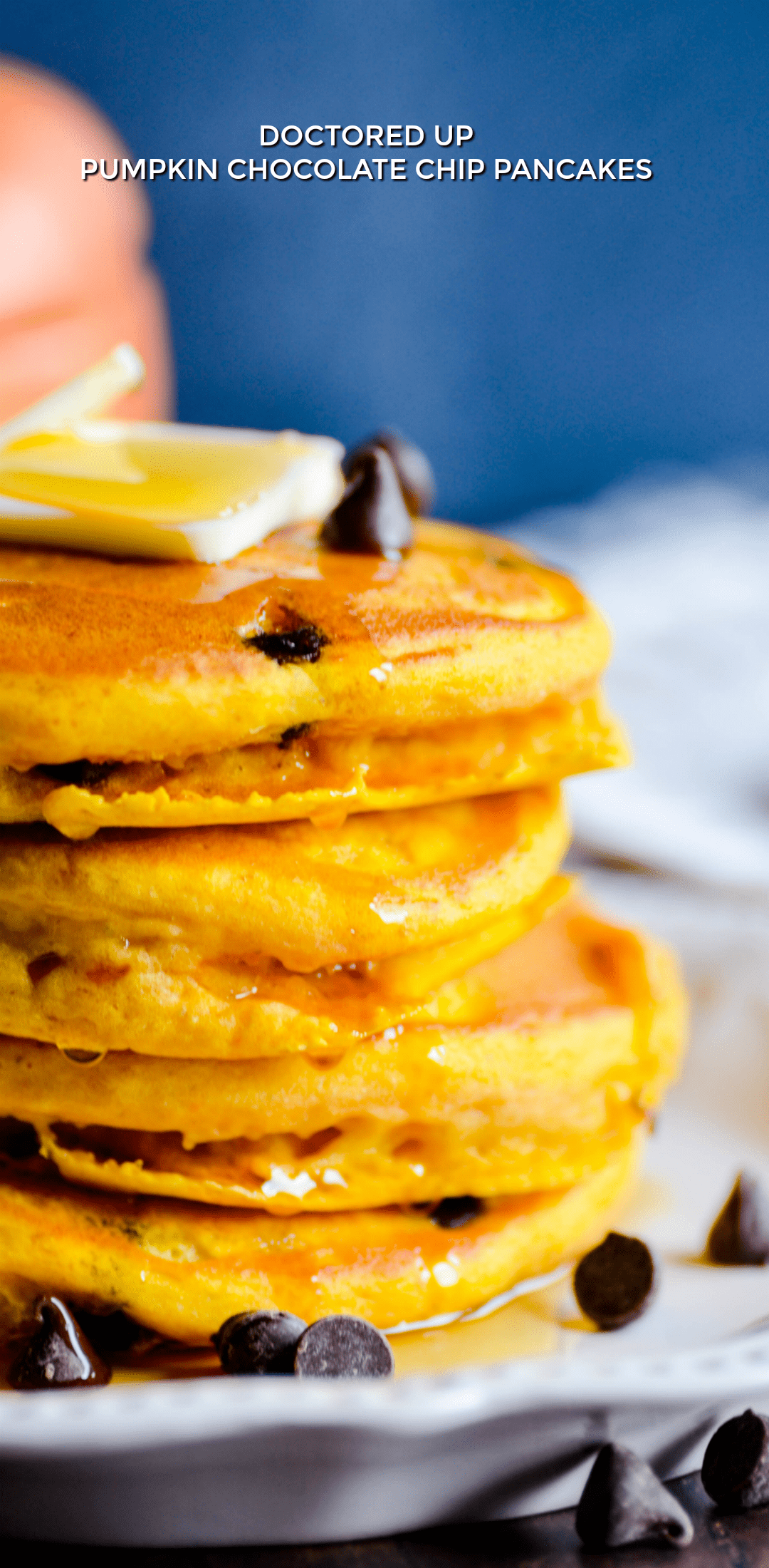 Learn how to make the BEST Doctored Up Pancake Mix 3 Ways! I'm sharing quick and easy ways to make pumpkin chocolate chip pancakes, apple cider pancakes, and banana pancakes that all start with a mix.