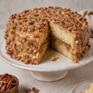 Oh my gosh, you guys NEED this Southern Pecan Praline Cake! Buttery, gooey, nutty perfection — it's the ultimate Southern dessert. Get the recipe!